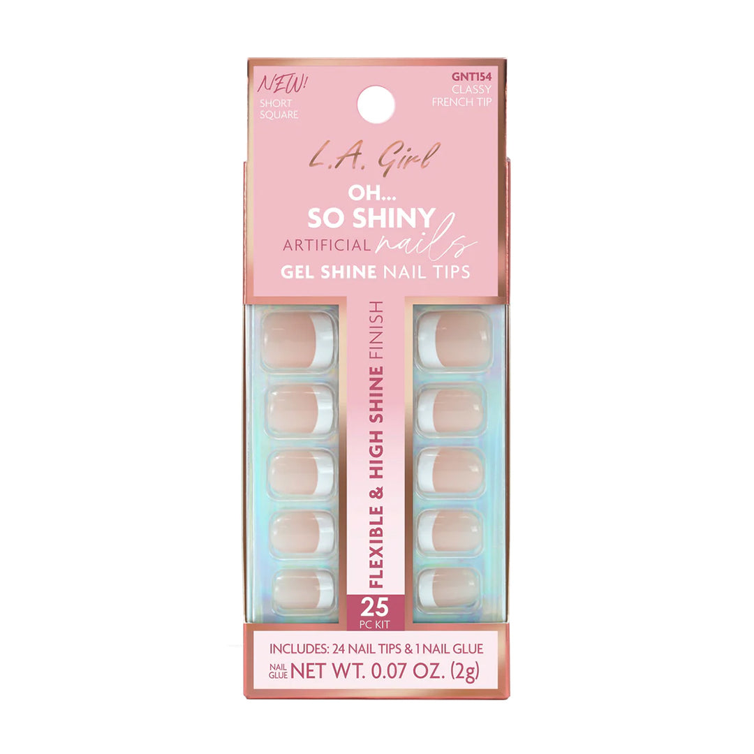 L.A. Girl Oh So Shiny Artificial Nail Tips-Classy French Tip - 25 Pc Kit