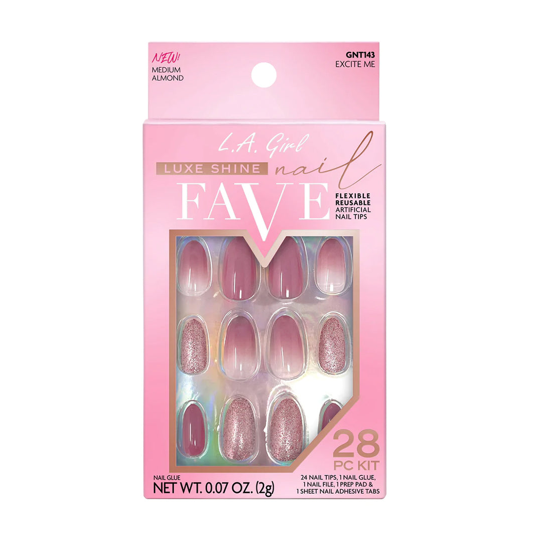 L.A. Girl Luxe Shine Nail Fave Artificial Nail Tips-Excite Me - 28 Pc Kit