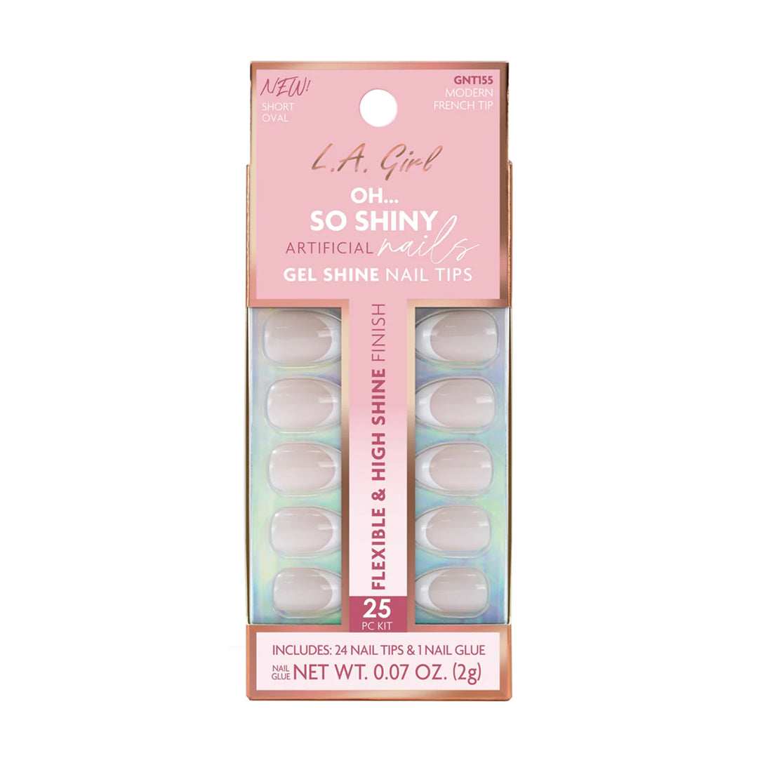 L.A. Girl Oh So Shiny Artificial Nail Tips-Modern French Tip - 25Pc Kit