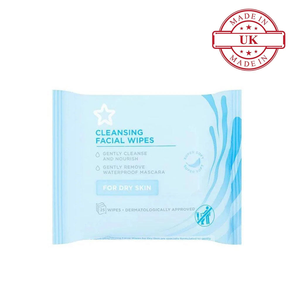 Superdrug Essential Facial Cleansing Wipes X25 (For Dry Skin)